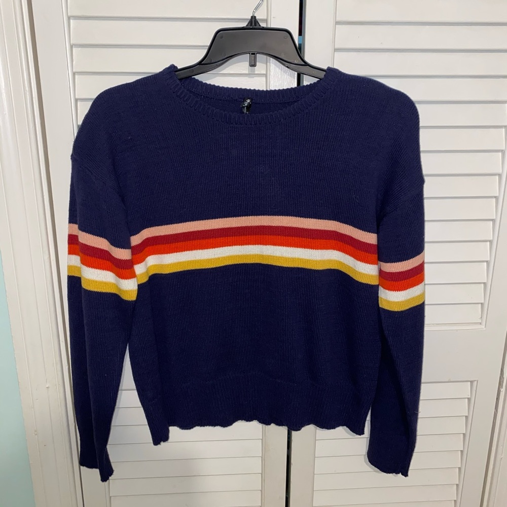 Cool Attitude Navy Striped Sweater
